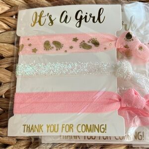 Set of 18 “It’s a Girl” Baby Shower Hair Tie Set